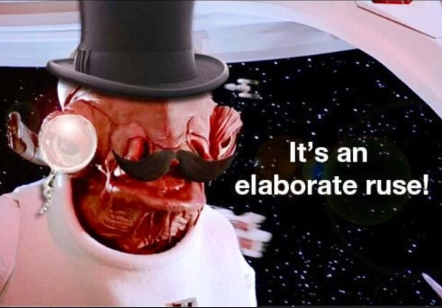 The meme is a still image from the Star Wars franchise, featuring the character Greedo, a bounty hunter who appears in the 1977 film "Star Wars: Episode IV - A New Hope". The image shows Greedo with a surprised expression and a speech bubble with the text "It's a trap!" However, the image has been altered to replace Greedo's speech bubble with the text "It's a trap!" with the phrase "It's a trap!" replaced with "It's a...".
